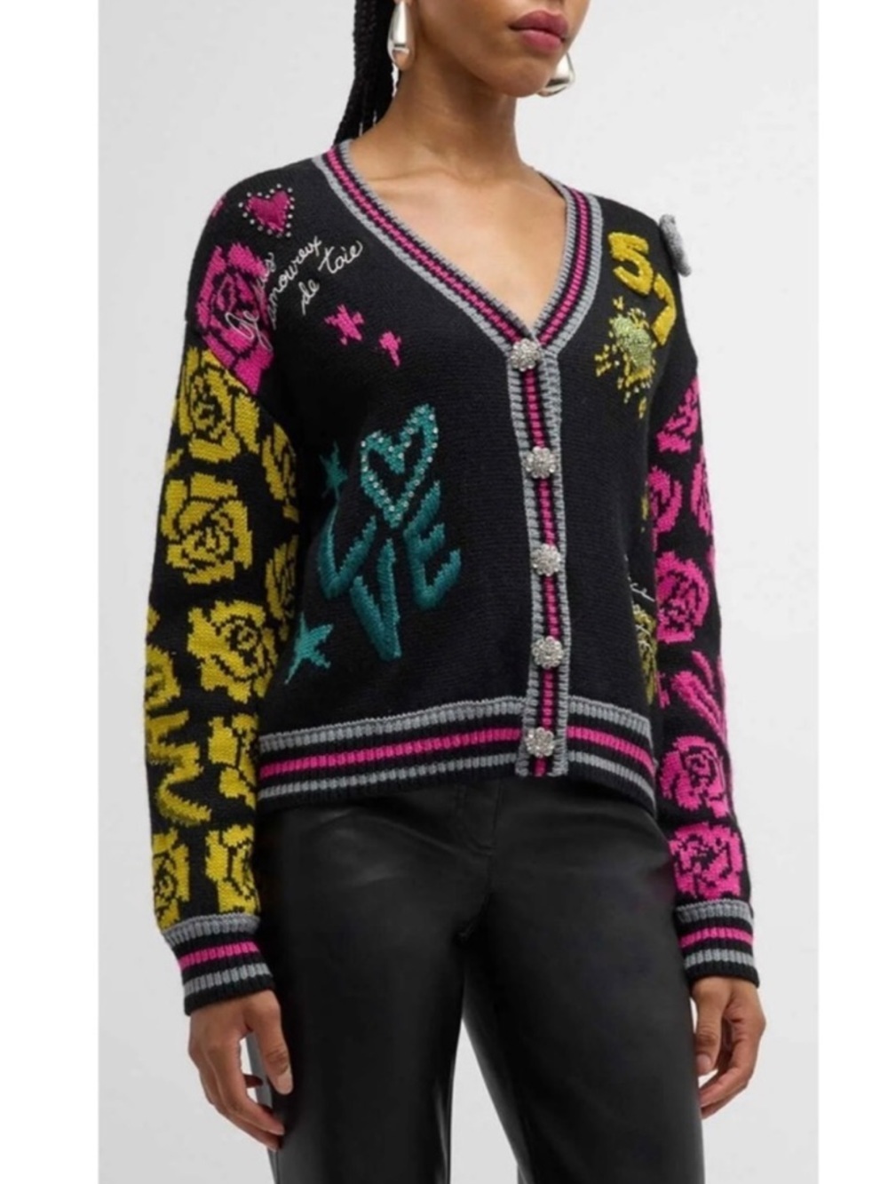 Cinq à Sept Collage Knit Cardigan